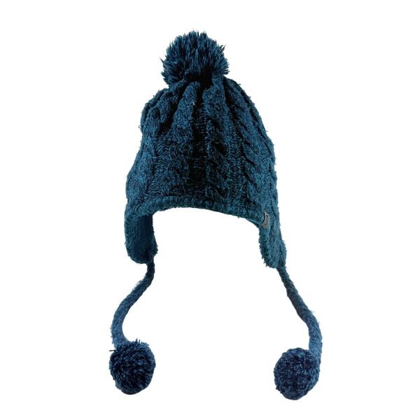 The North Face Fuzzy Earflap Beanie Woven Blue with Fleece Interior - Picture 1 of 6